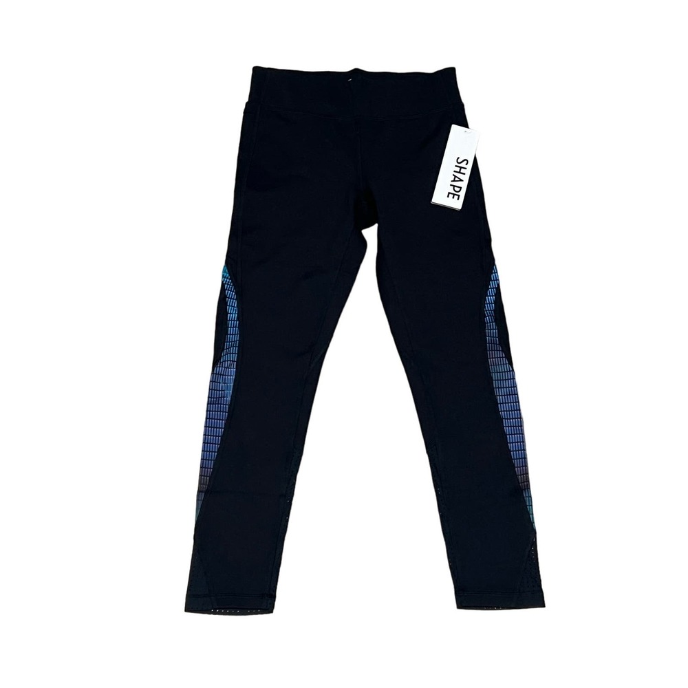 Shape‎ NWT Leggings, Black with purple design, Capri, S, #550-T